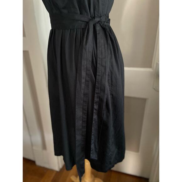LOFT Black Pleated Summer Dress w/Fabric Belt sz 6 - Picture 5 of 16
